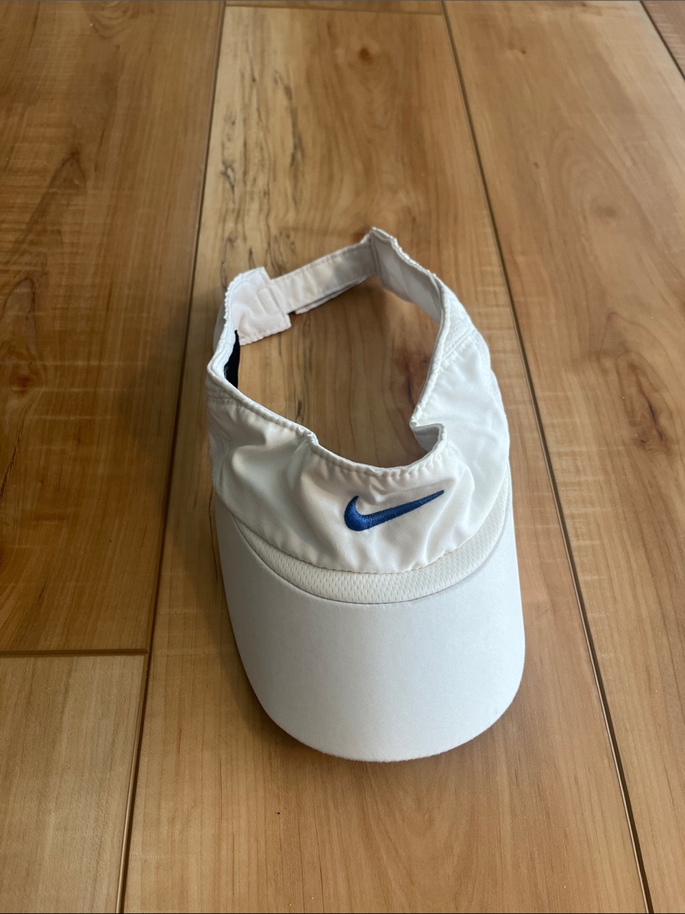 Nike White Visor with Blue Swoosh